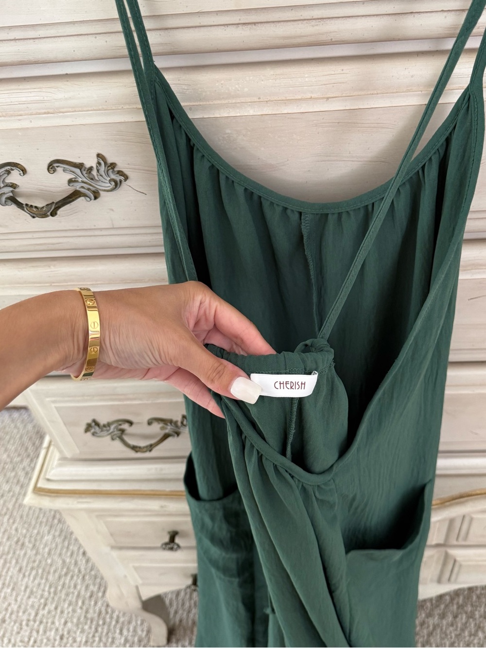 Deep Green Wide-Leg  Jumpsuit - Picture 4 of 4